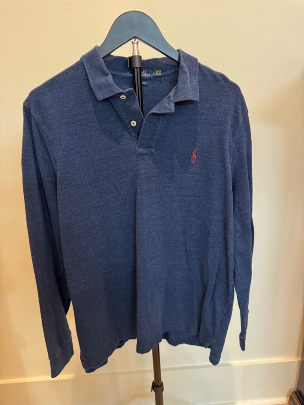 Polo by Ralph Lauren Navy Long-Sleeve Polo with‎ Red Pony